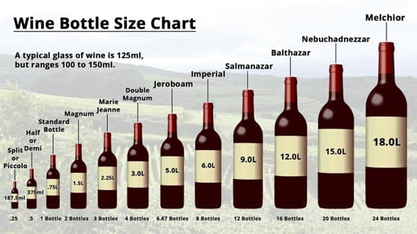 Types and names of wine bottles